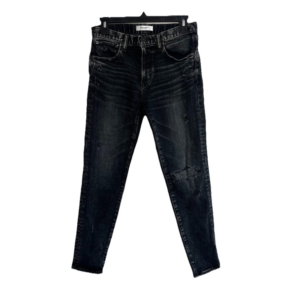 Moussy Vintage Howa Size 26 Mid Rise Denim Jeans Distressed Japan Black Ae23